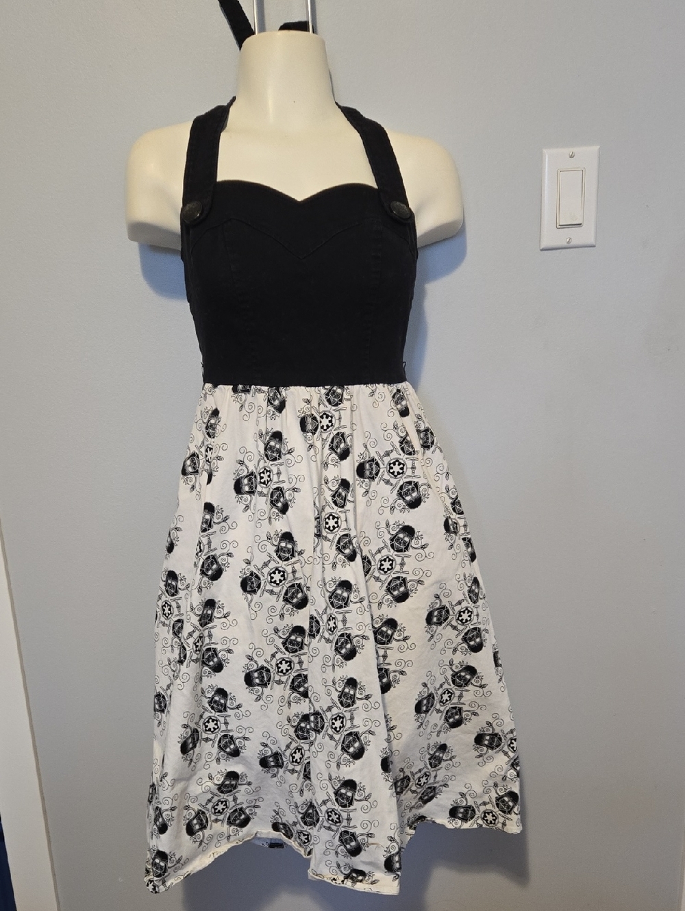 Star Wars Darth Vader Black and White Halter Midi Dress